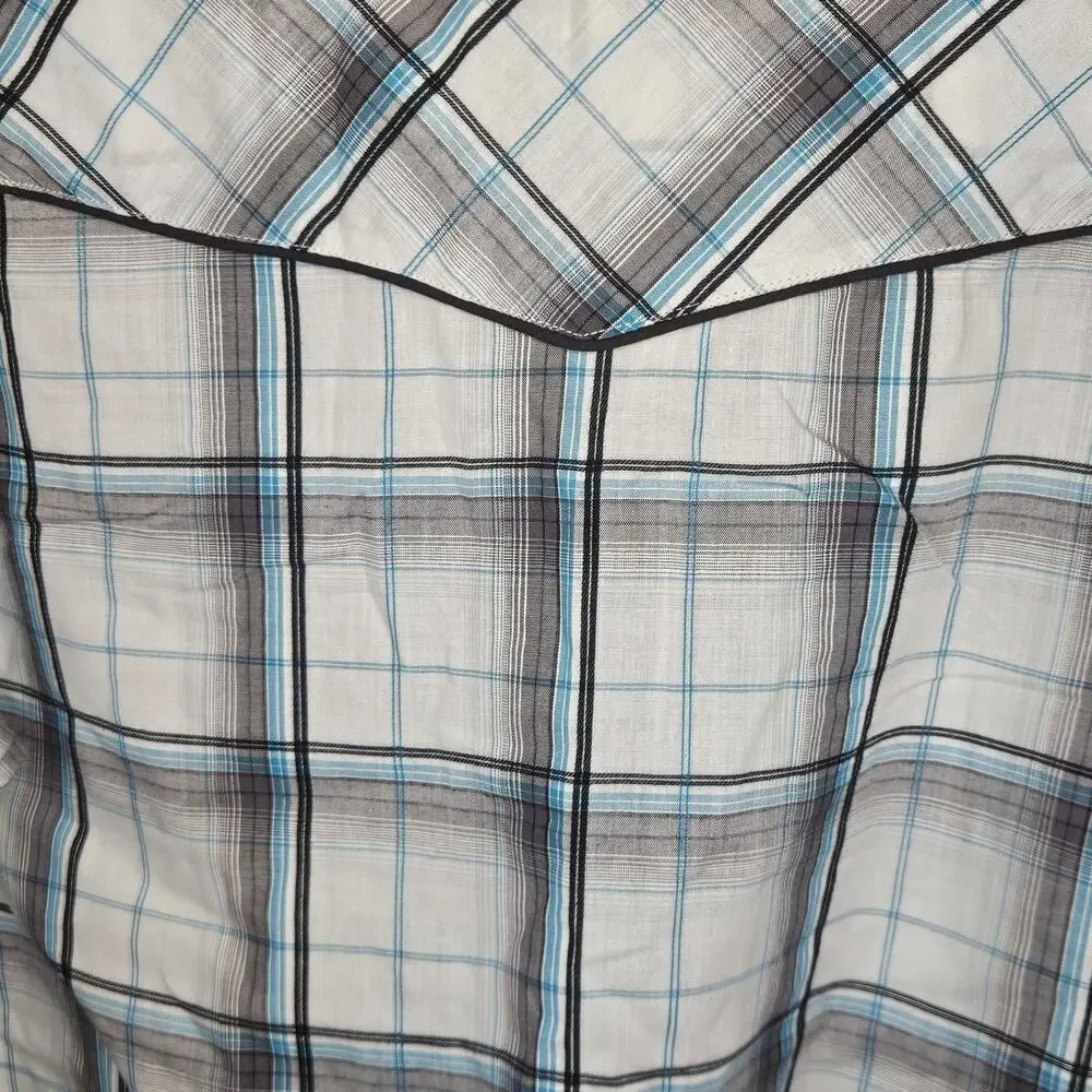 Rockabilly Plains Western Wear Pearl Snap Shirt Mens L Plaid Rodeo Cowboy Ranch